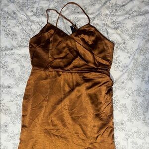 Lulu's Strapless Copper Satin Dress